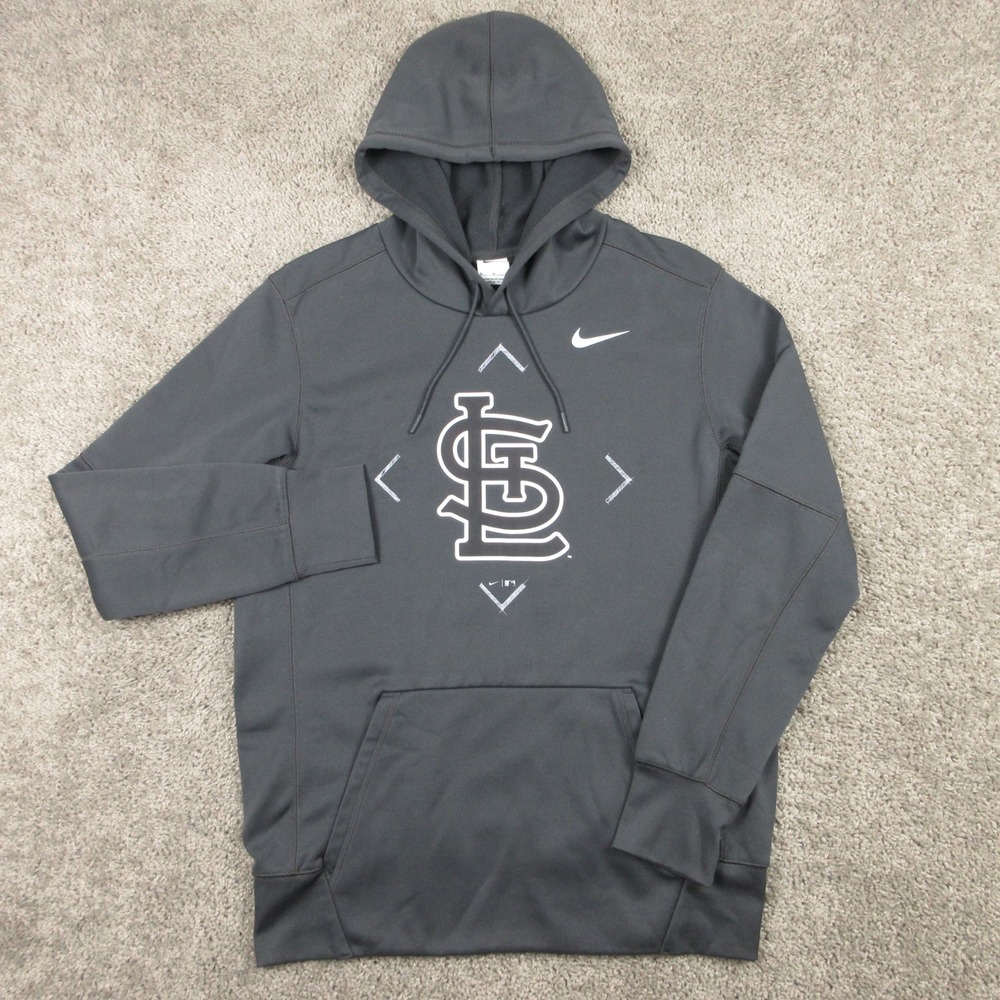 St Louis Cardinals Sweater Mens Medium Gray Nike Hoodie Sweatshirt MLB Baseball
